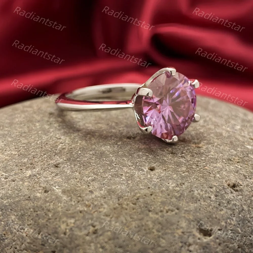 NEW Certified 5 ct. t.w. Pink Moissanite Solitaire 6 Prong Ring